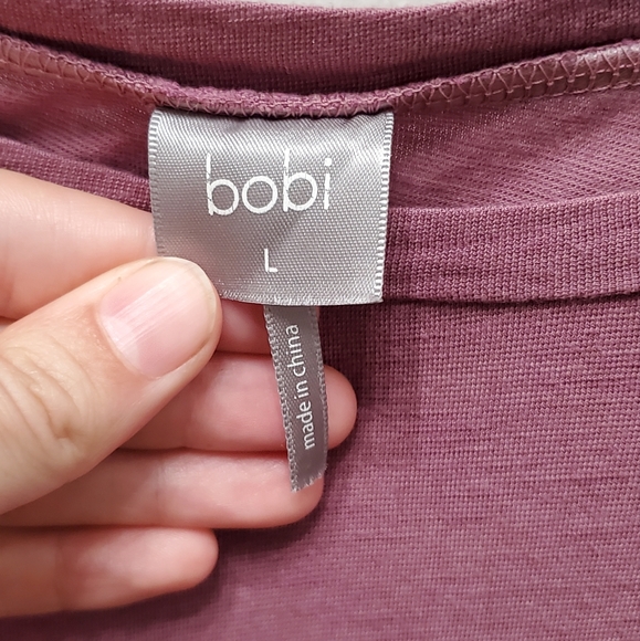 BOBI MAUVE OVERSIZED DOLMAN LONG SLEEVE ATHLEISURE TOP WITH BACK KEY HOLE - Picture 2 of 8